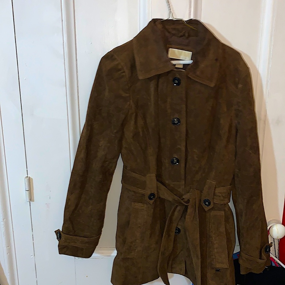 Michael Kors brown suede coat size XL